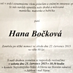 Pohřeb Hanky Bočkové